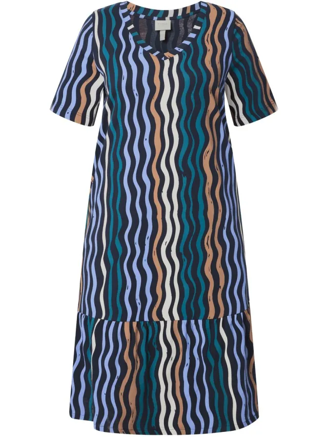 Ulla Popken Dames - Midi-jurken - Marine - Maat 50+