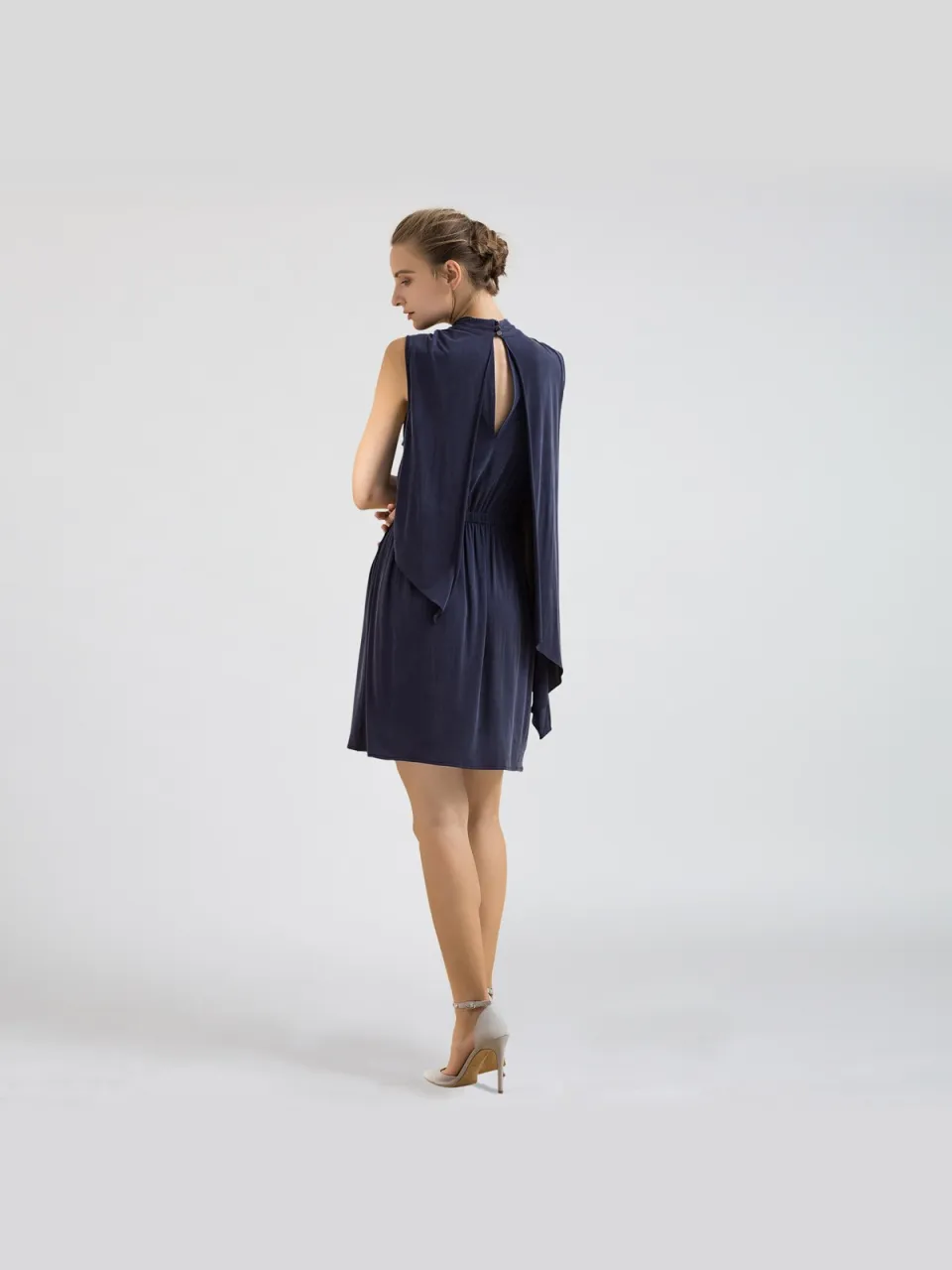 Smart & Joy Drape Cupro Jersey -jurk blauw, foto 2