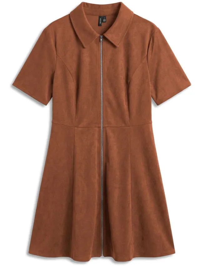 Vero Moda Curve Blousejurk VMCVILJA Midi-jurk Tortoise Shell 1