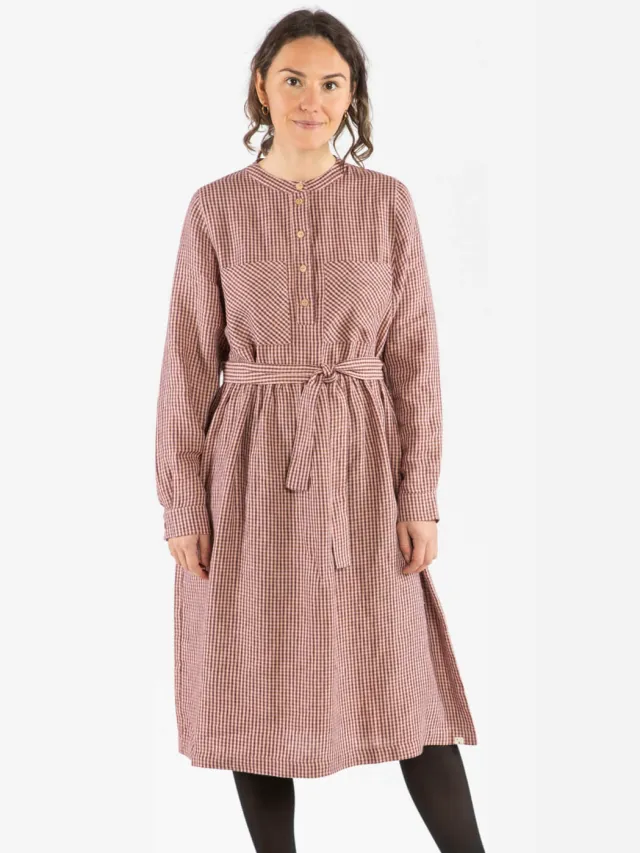MATONA dames vegan Jurk Belted Heather Donkerrood