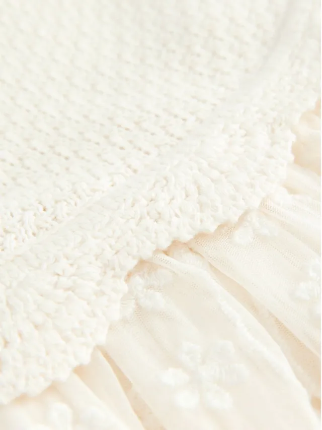 Next Meisjes - Feestelijke gebreide jurk - Wit Ecru White