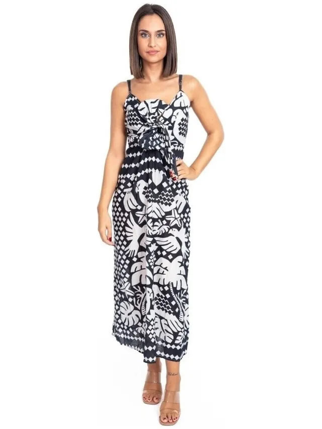 Isla Bonita By Sigris Lange Jurk Isla Bonita By Sigris Lange Midi-Jurk Zwart