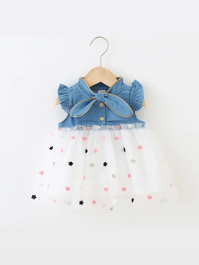 Baby Garden baby zomerjurk denim look wit