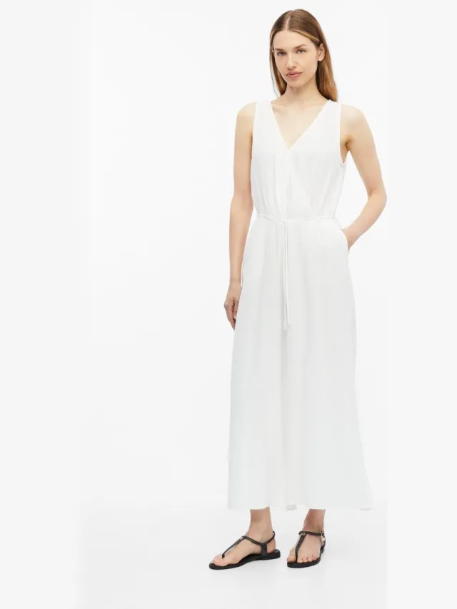S.Oliver female - Mousseline jumpsuit met elastiek in de taille wit