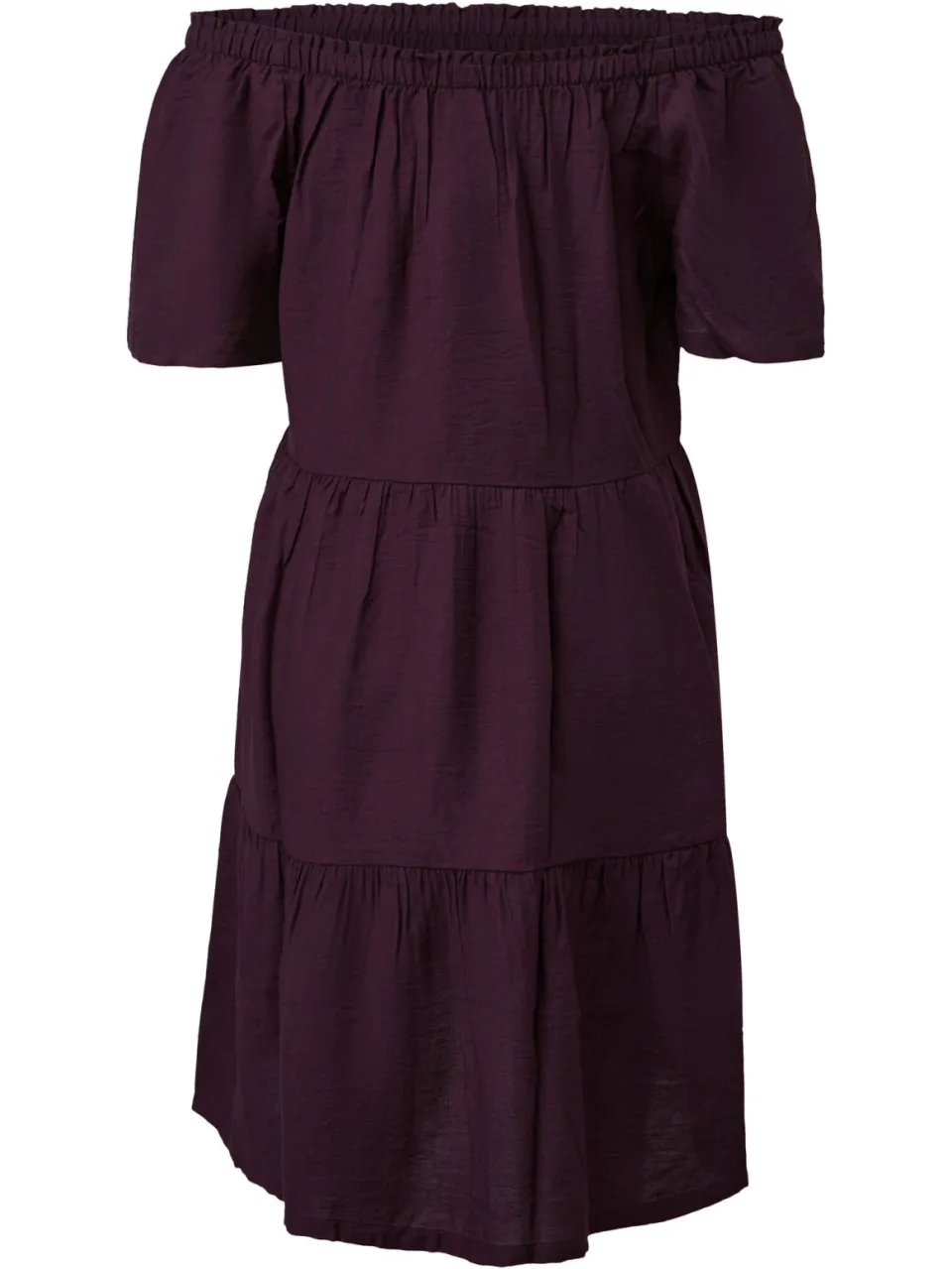 QS off shoulder viscose mini jurk - paars, foto 2
