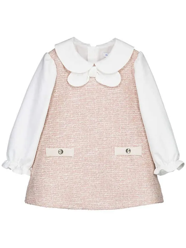 Mayoral boucle jurk Creme met roze