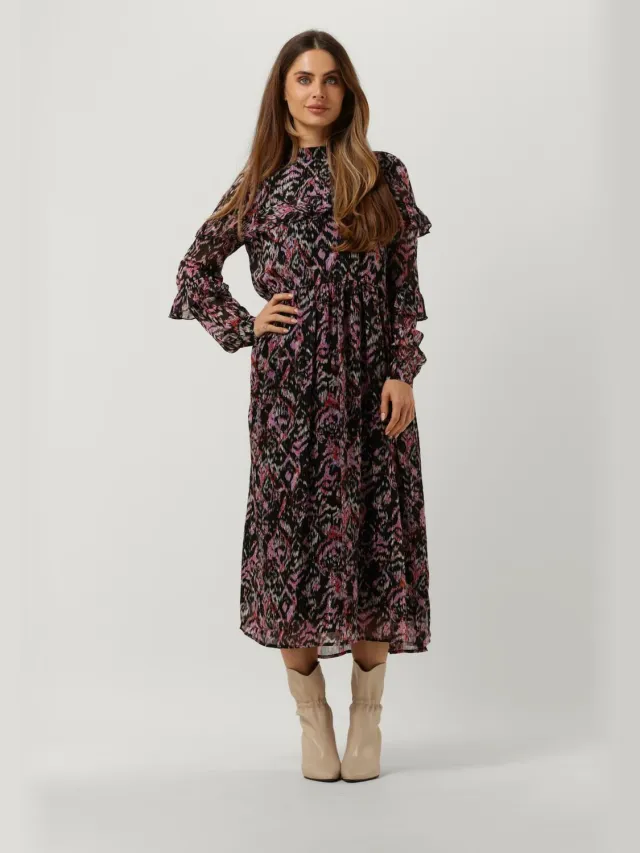 Notes du Nord Dames Jurken Fabiola Lurex Midi Dress - Zwart