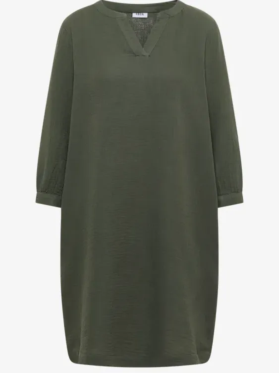 cecil Knielange jurk van mousseline groen, foto 4