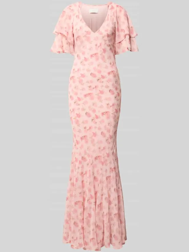 NEO NOIR Maxi-jurk met volants model 'Celesse' felroze, foto 2