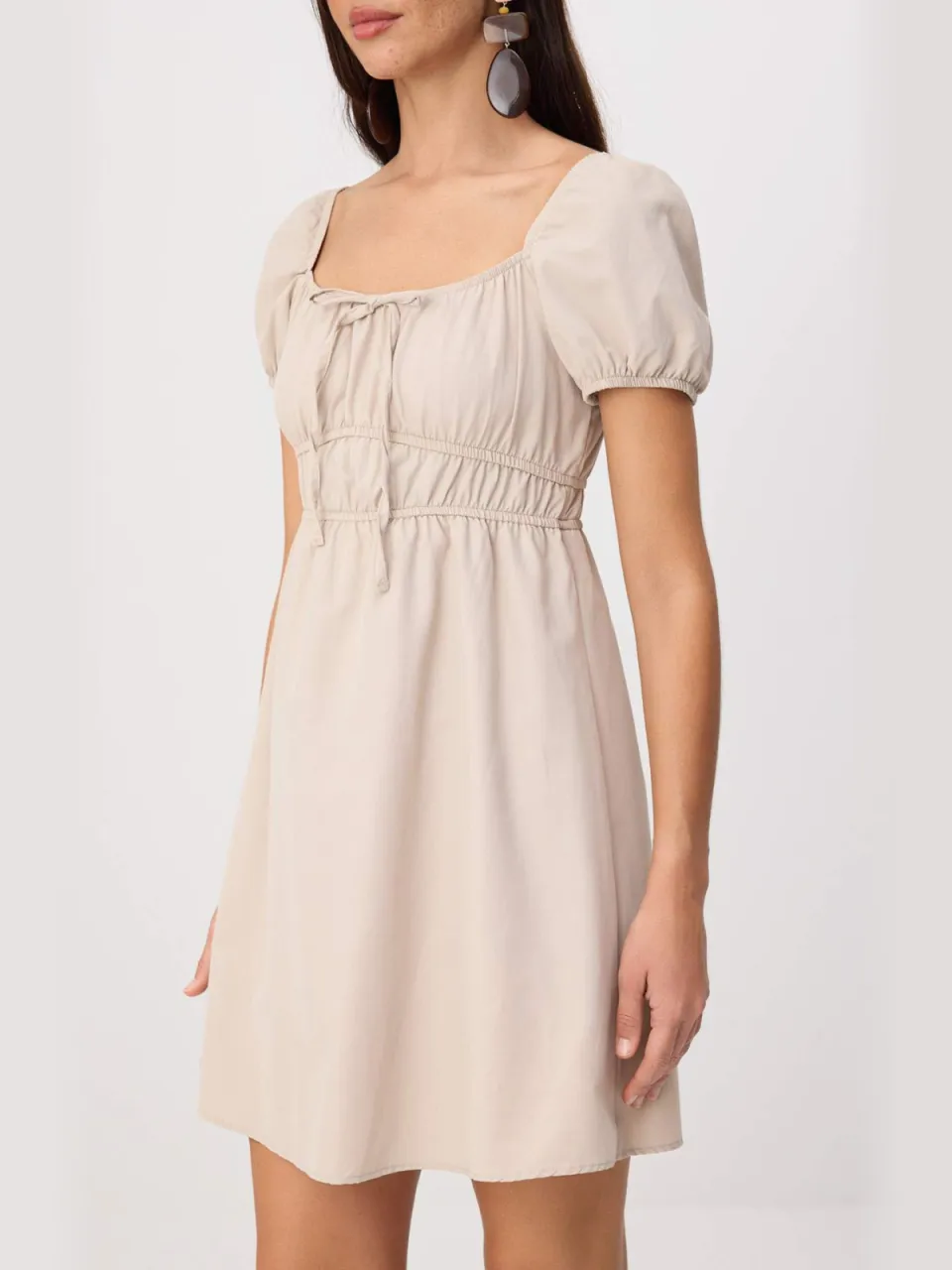 Trendyol TRENDYOLMİLLA Dames Beige Effen Kort / Mini Kort Skater Jurken, foto 2