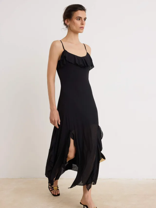 Trendyol TRENDYOLMİLLA Dames Zwart Effen Midi Mouwloos Bodycon Jurken, foto 2