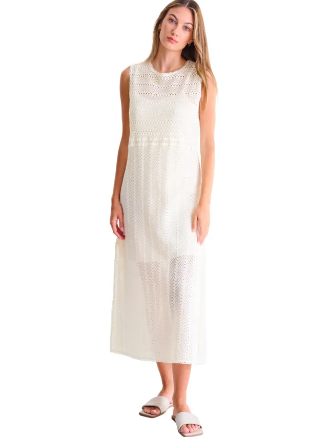 Lisca Jurk Lisca Lange mouwloze zomerjurk CALVI Wit