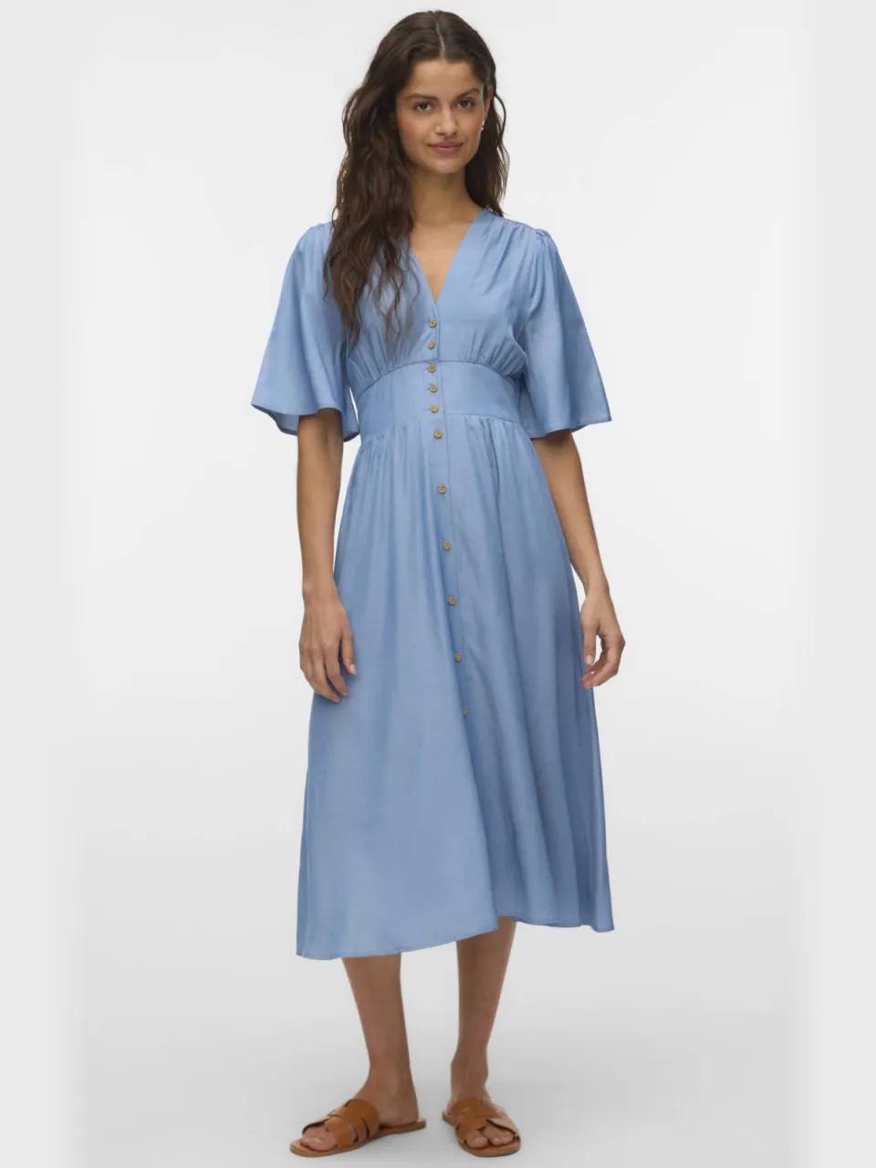 Vero Moda A-lijn jurk light blue denim