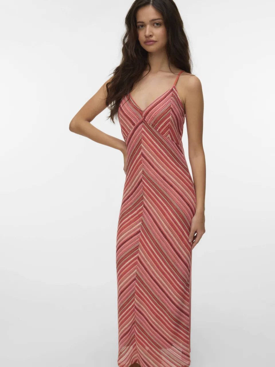 Vero Moda gestreepte maxi jurk roze, foto 3