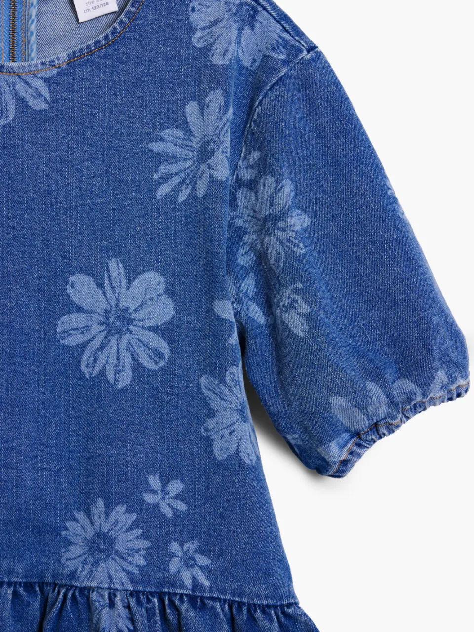 Desigual denim gebloemde A-lijn jurk medium blue denim, foto 5