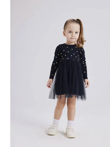 NAME IT MINI A-lijn jurk met tule donkerblauw, foto 3
