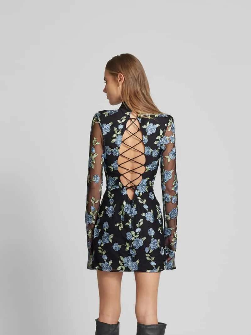 Rotate Mini-jurk met rugdecolleté zwart, foto 3