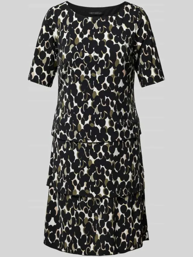 Betty Barclay Knielange jurk met all-over motief zwart, foto 2
