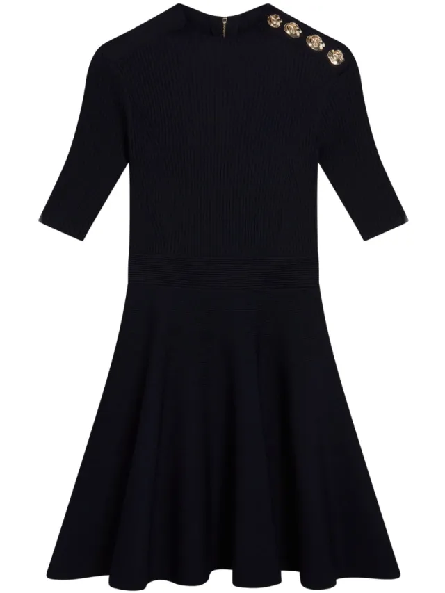 Ted Baker Lilano Geribbelde Gebreide Jurk Met Knoopdetails In Marineblauw, foto 2