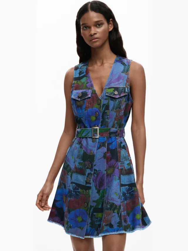 Desigual korte jurk met all over print multicolor