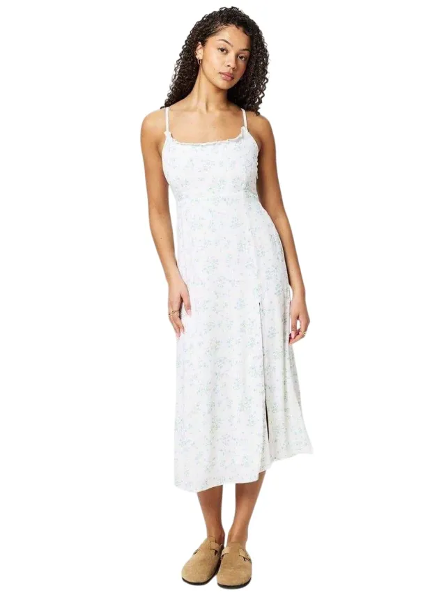 Jack Wills Slipjurk met bloemenprint en vierkante halslijn voor dames (Wit/blauw)