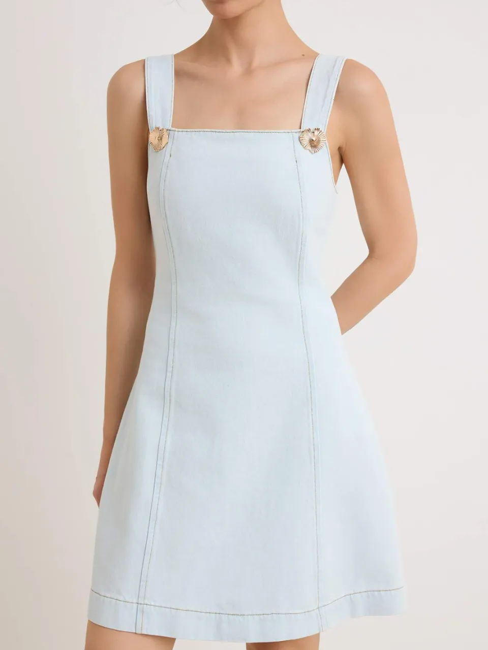 Trendyol TRENDYOLMİLLA Dames Blauw Effen Kort / Mini Mouwloos A-lijn Jurken, foto 2