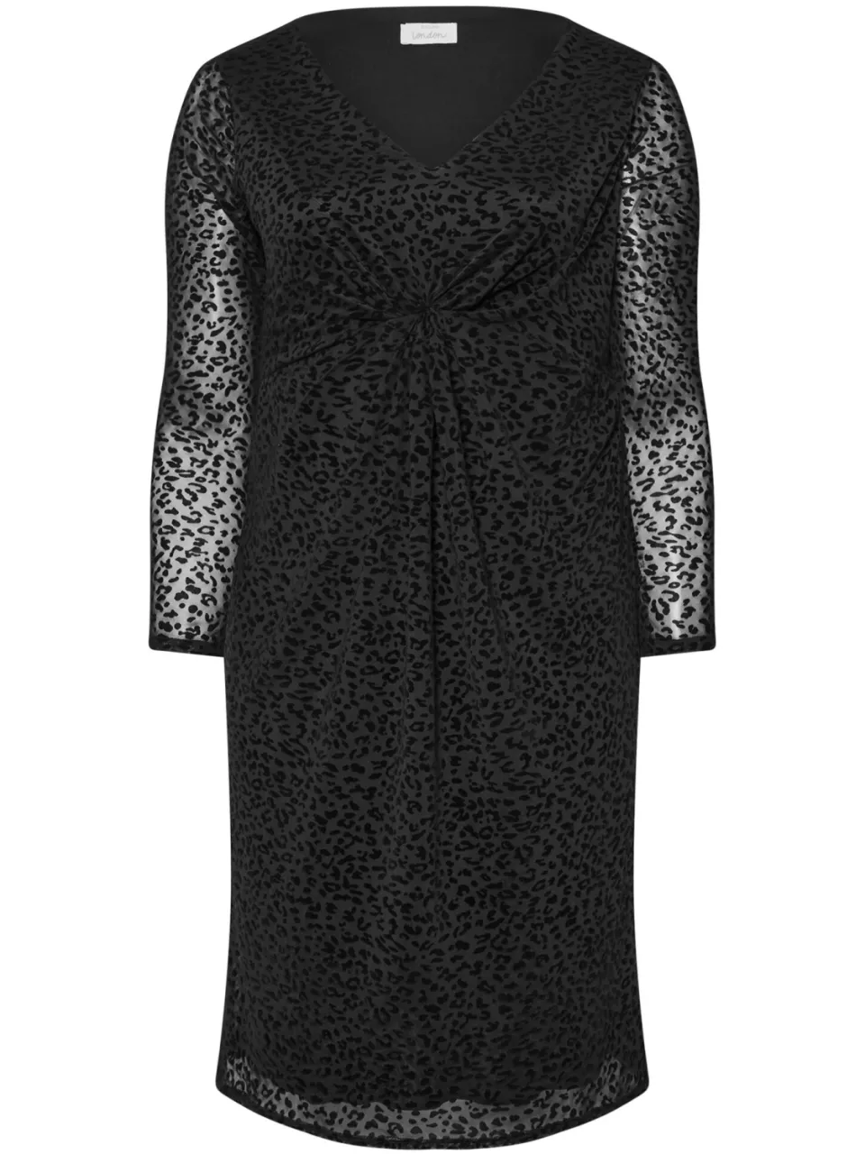 Yours London Midijurk Van Mesh Met Geflockte Dierenprint In Zwart, foto 4
