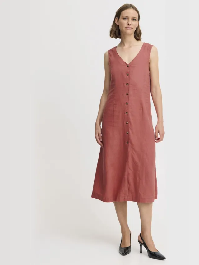 b.Young BYFALAKKA BUTTON DRESS - Dames - Midi jurken Roze