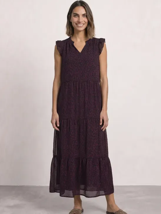 Street One Maxi-chiffonjurk met volants en print Rood