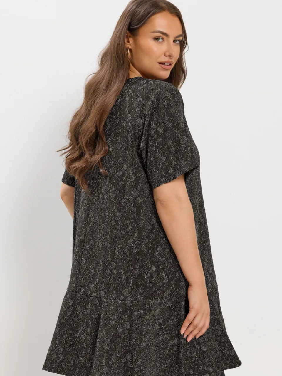 Yours Grijze Jacquard Cut Out Tshirtjurk zwart, foto 4