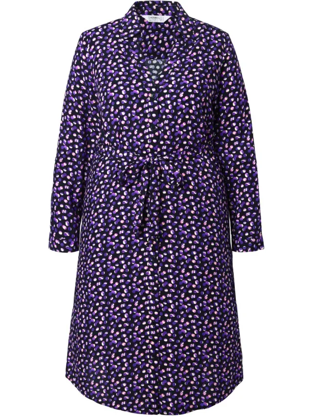 Angel of Style Dames - Overhemdblouse midi-lengte stippen lange mouwen - Zwart