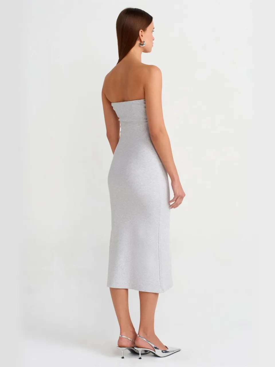 Dilvin Strapless Bodycon Midi-jurk lichtgrijs, foto 2
