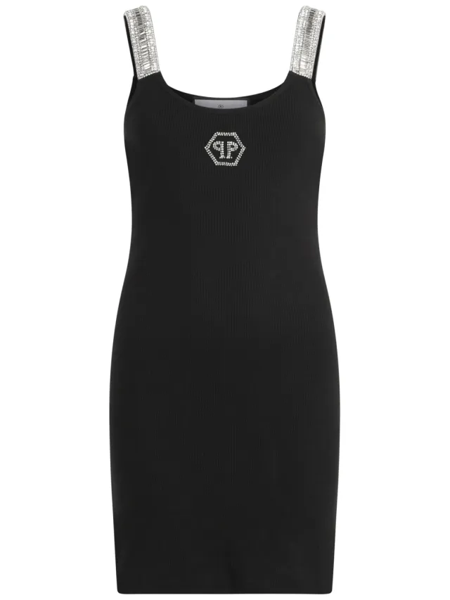 Philipp Plein Korte Mouwloze Jurk Hexagon zwart, foto 2