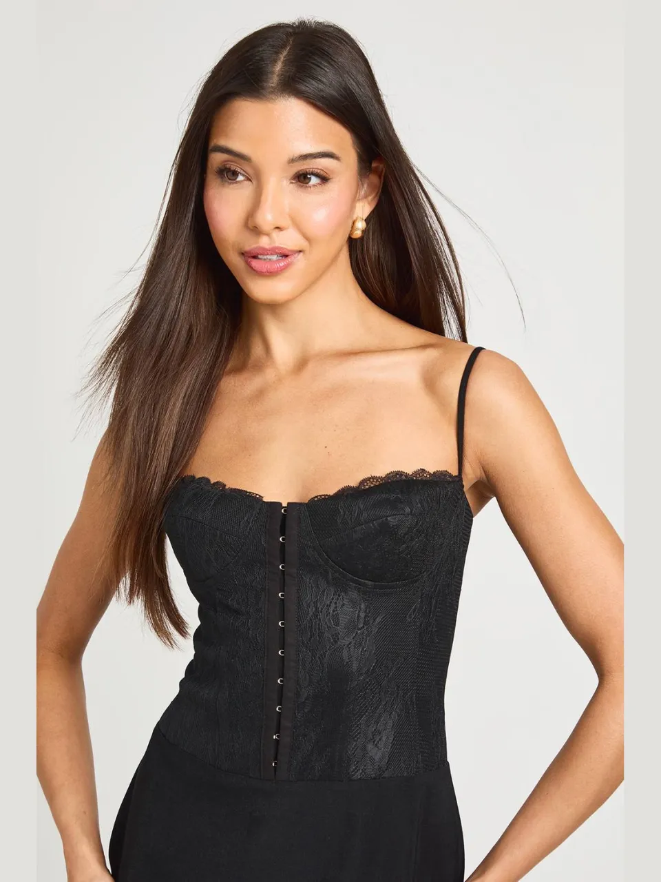 boohoo Dames Kanten Corset Midaxi Jurk Met Cups zwart, foto 4