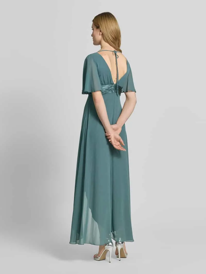 Jake*s Cocktail midi-jurk van chiffon met diepe V-hals rietgroen gemêleerd, foto 3