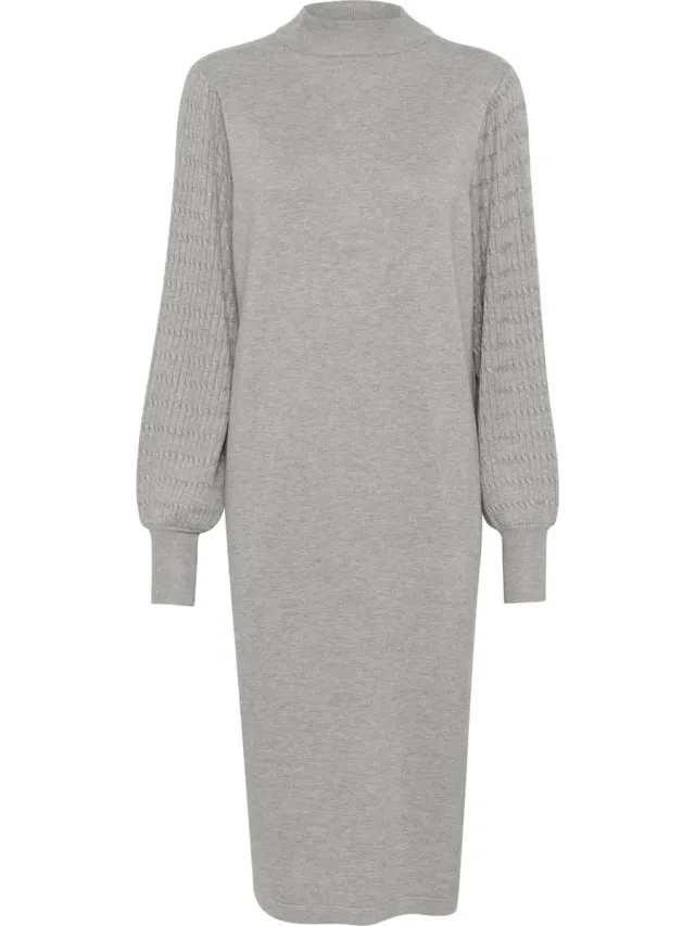 Kaffe KAnanna Knit Dress Dames Jurk grey melange