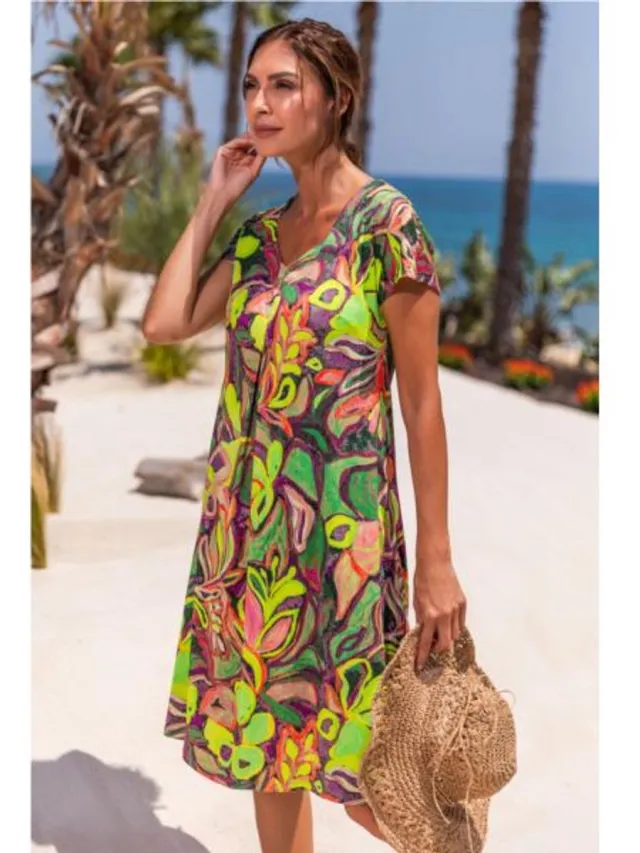 Barandi Ofelia Strandjurk met Mouw 2-Ofelia Multicolor