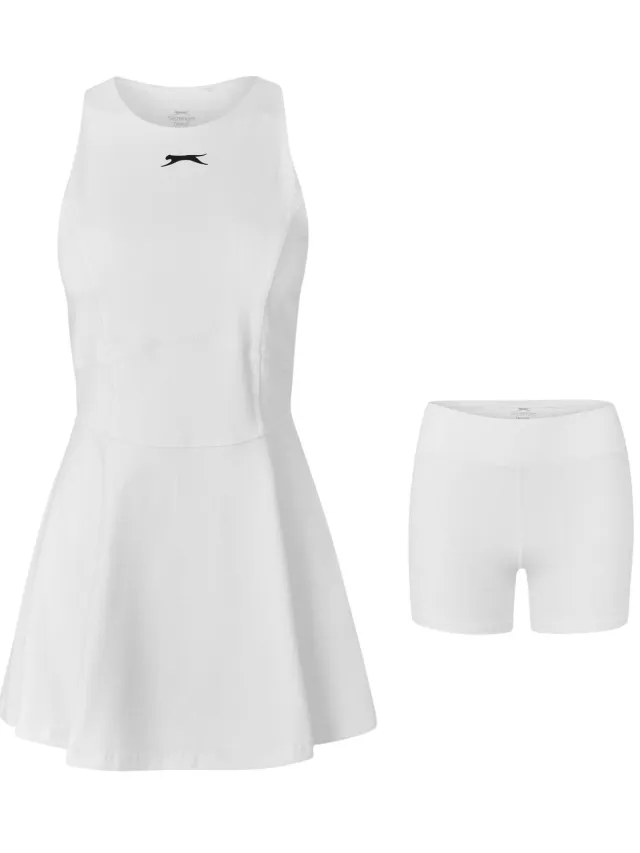 Slazenger 2-in-1-tennisjurk met logo voor dames (Wit)