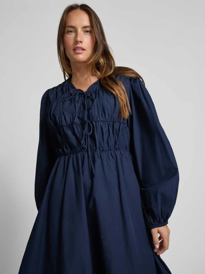Yas Knie-lange jurk van katoen model 'EBBA' marineblauw, foto 4