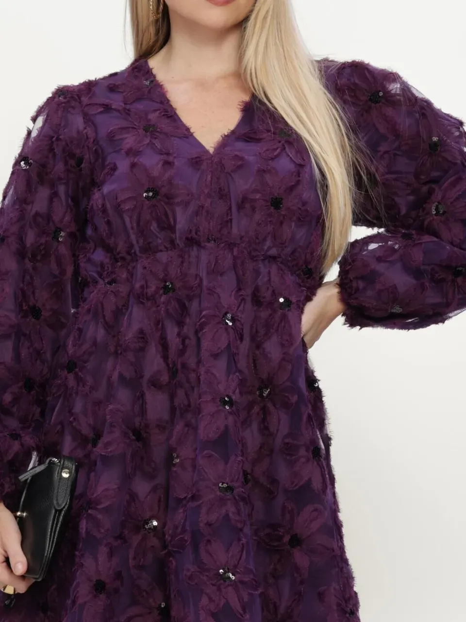 Y.A.S. YAS Yasfazilla glitterjurk donkerpaars paars, foto 4