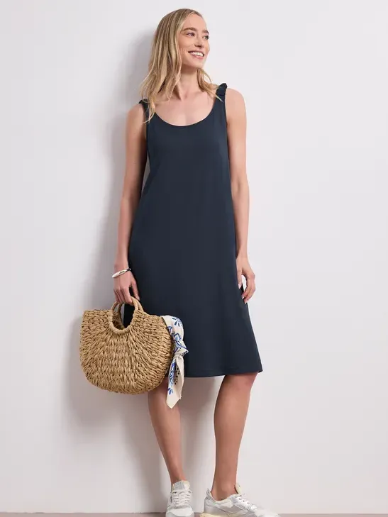 Street One Knielange jurk met gerimpelde bandjes Blauw