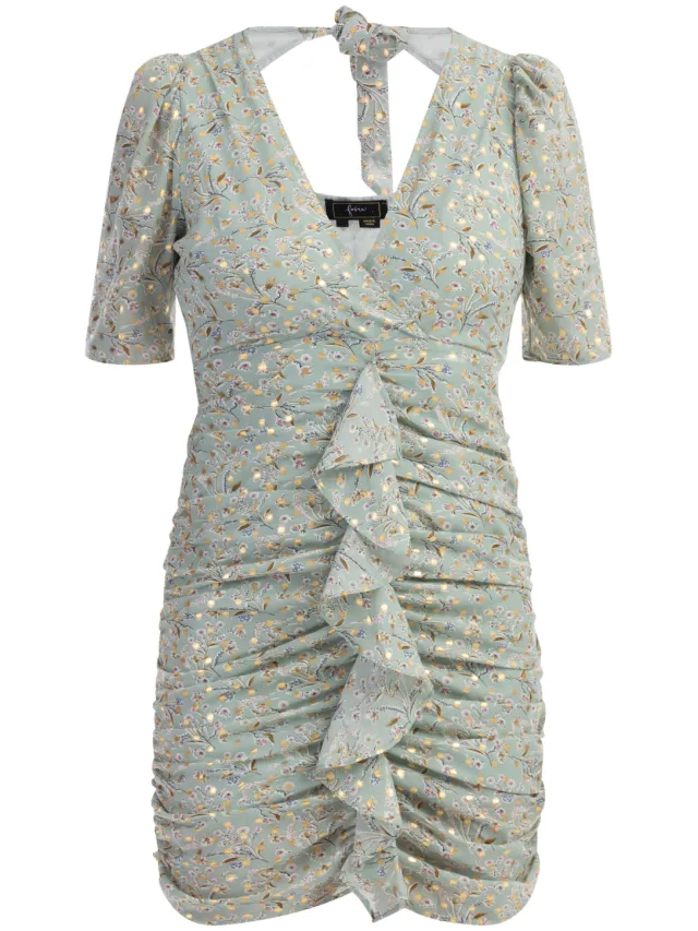Faina Gedrapeerde jurk Dames Groen Veelkleurig, foto 2