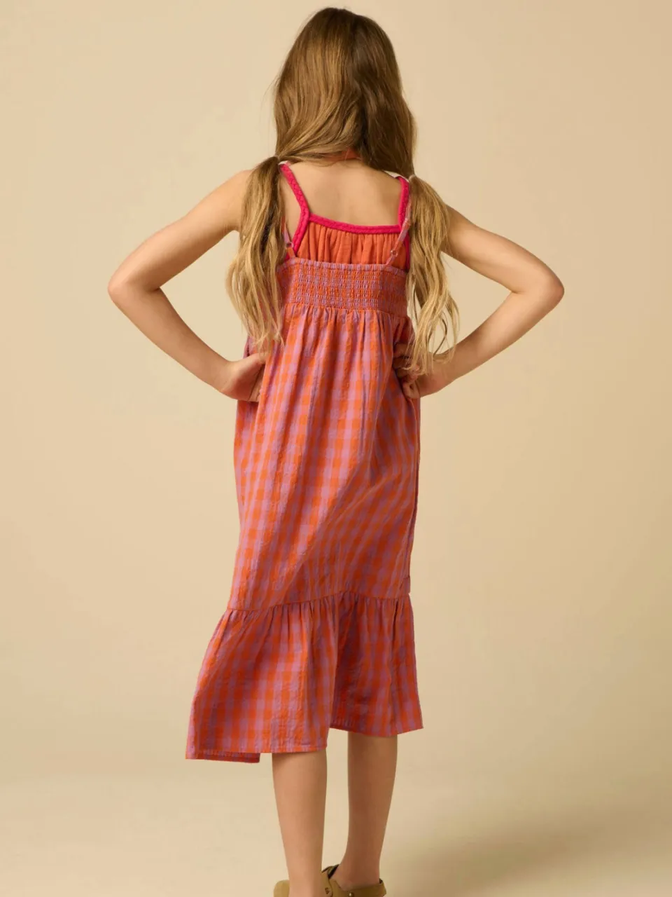 Sissy-Boy geruite maxi jurk donker oranje, foto 3