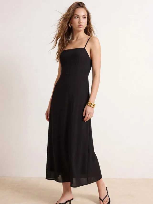 Trendyol TRENDYOLMİLLA Dames Zwart Effen Maxi Mouwloos Casual A-lijn Jurken