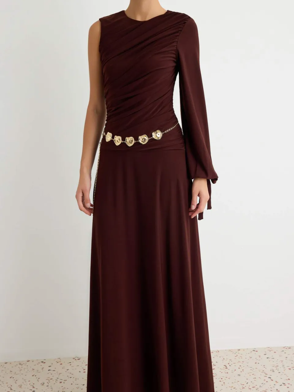 Trendyol TRENDYOLMİLLA Dames Bruin Effen Maxi Mouwloos Diploma-uitreiking / Gala A-lijn Avond & Gala Jurk, foto 2
