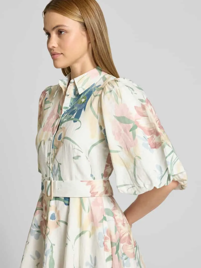 Ted Baker Midijurk van linnenmix met all-over bloemenprint zand, foto 4