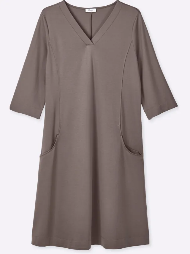 Jersey jurk donkertaupe
