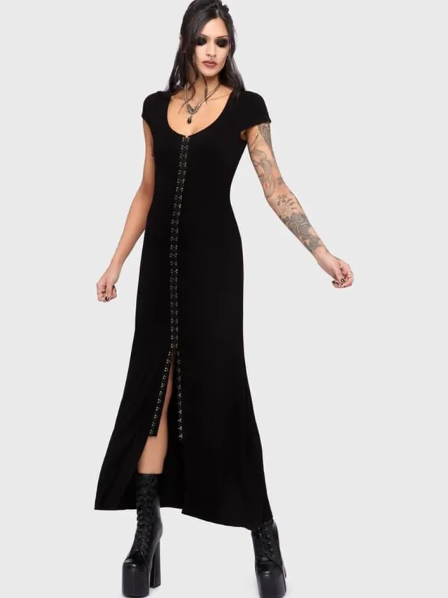 Killstar Chapel Blessing - Hook & Eye Maxi Dress Dames Maxi-jurk - zwart