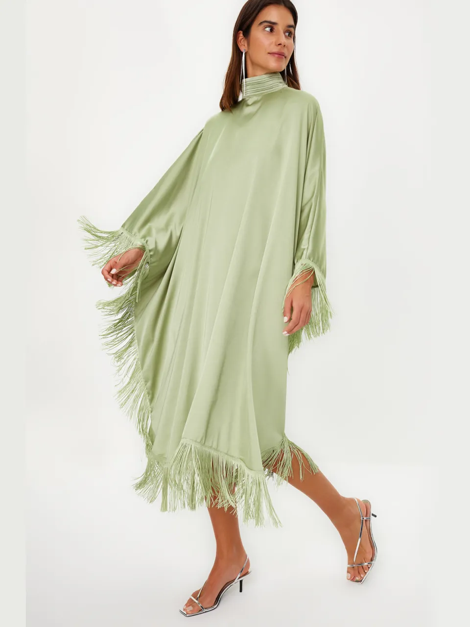 Trendyol Modest Dames Kaki Effen Maxi Lang Stijlvol/Avond Recht Modest Avond Jurken, foto 2