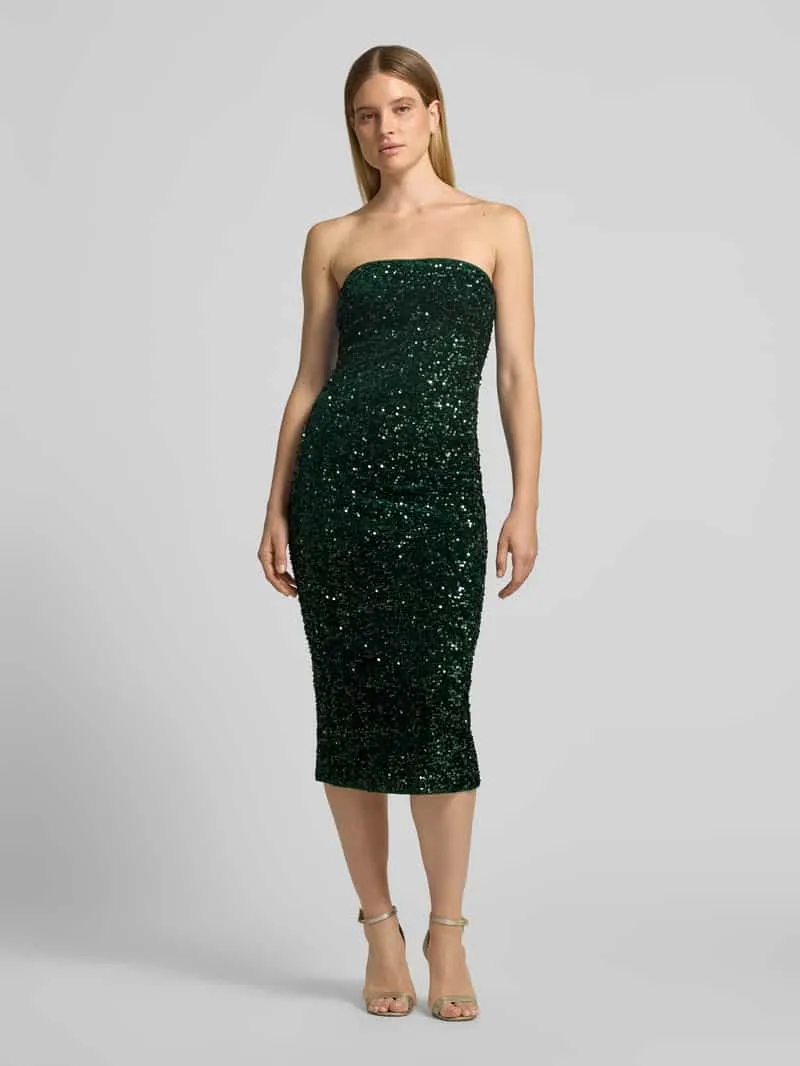 Apricot Knielange jurk met all-over paillettenafwerking Groen